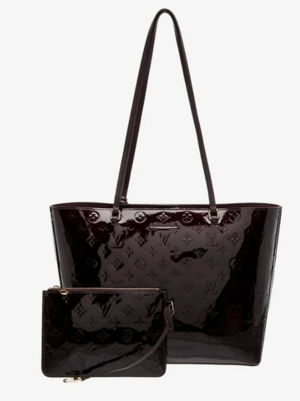 LOUIS VUITTON MONOGRAM VERNIS LONG BEACH MM - NEVERFULL TOTE WITH CLUTCH!